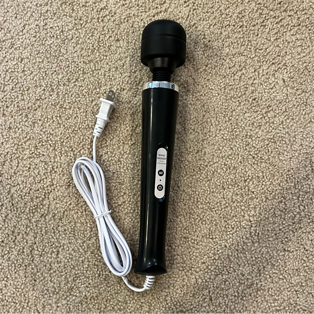 Black Electric Handheld Massager with 10 Pulse Settings